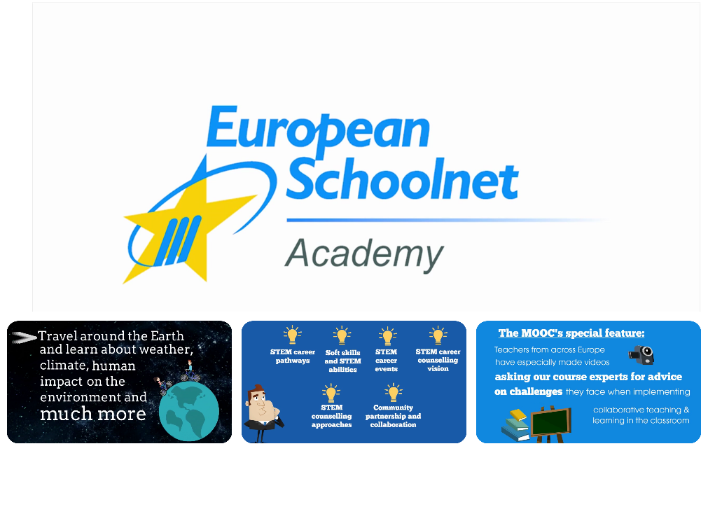 Composición con capturas de los vídeos promocionales de los MOOCs del European Schoolnet