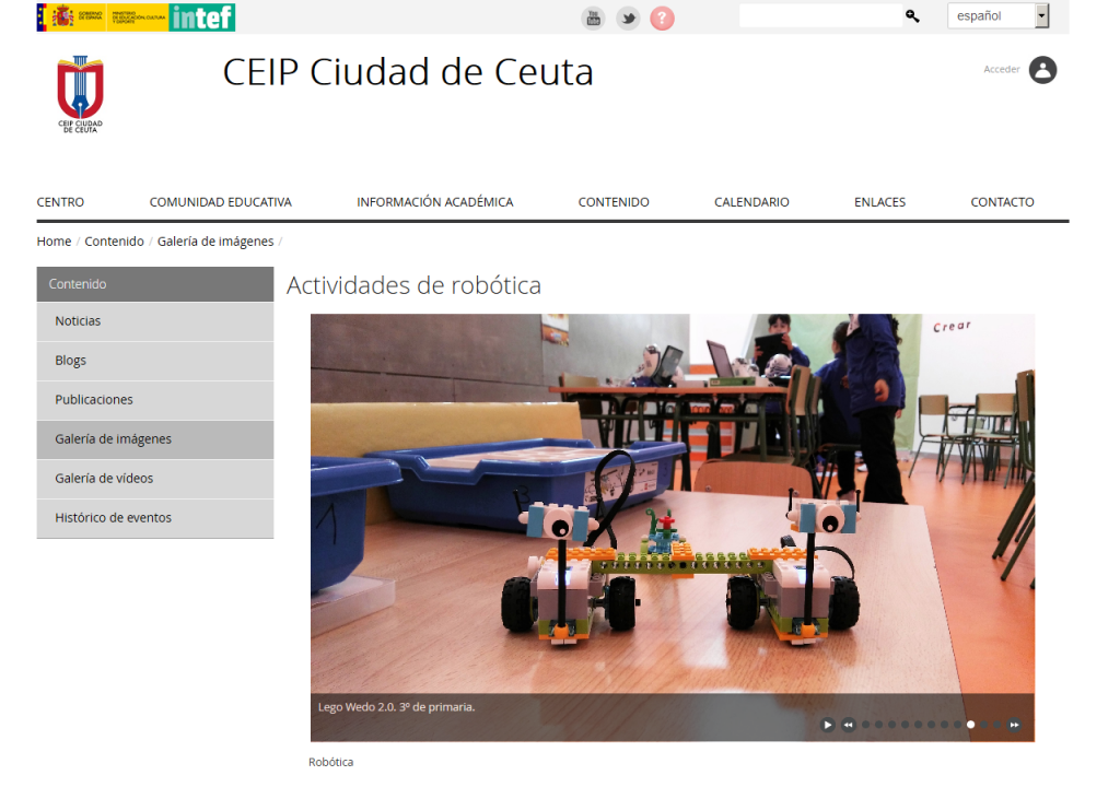 Galerías de imágenes en el sitio web del CEIP Ciudad de Ceuta 