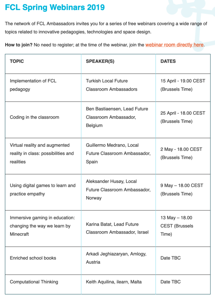Listado de webinars para la primavera de 2019