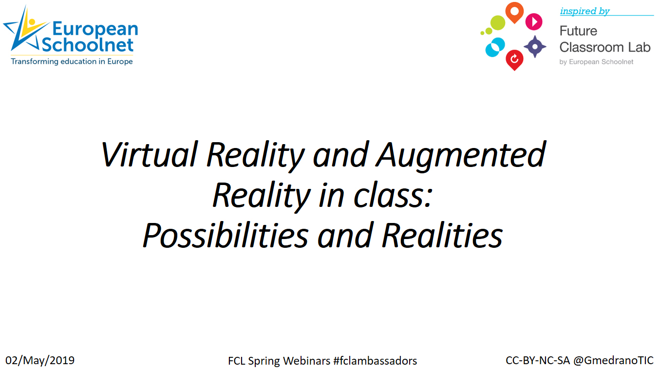 Cartel "Virtual reality and Augmented Reality in class"