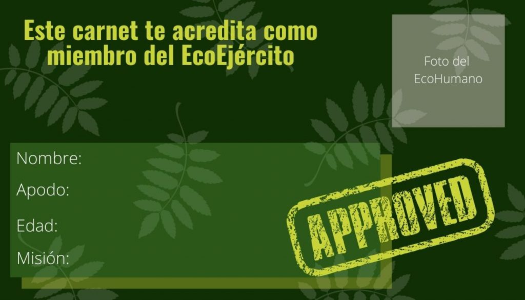 Imagen del carnet acreditativo como miembro del EcoEjército