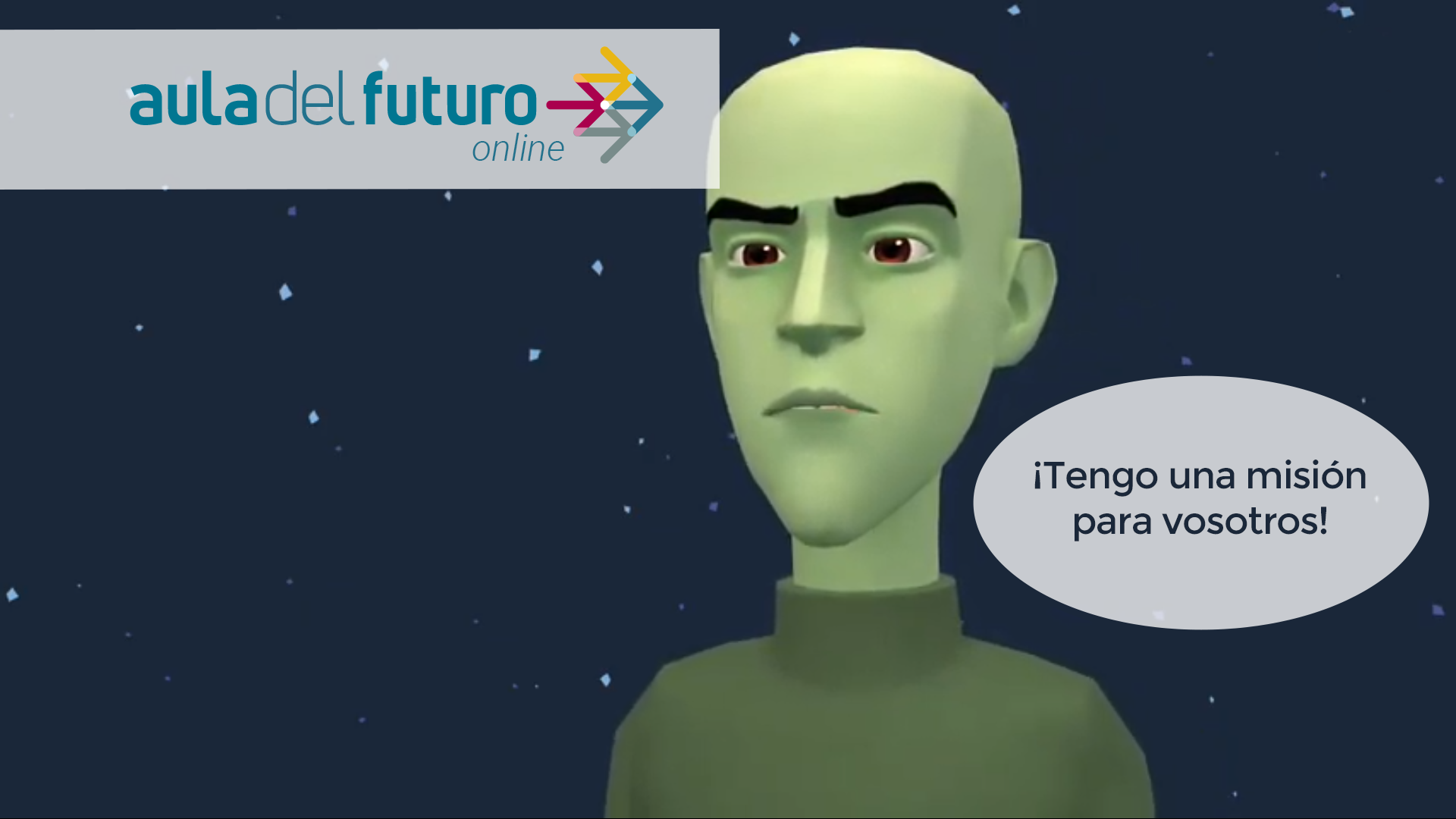Banner para el aula del futuro online del ecoejército con un alienígena
