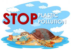 Grafismo de "Stop plastic pollution" 
