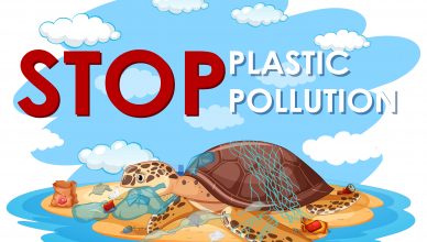 Grafismo de "Stop plastic pollution"