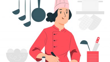 Dibujo digital de una cocinera