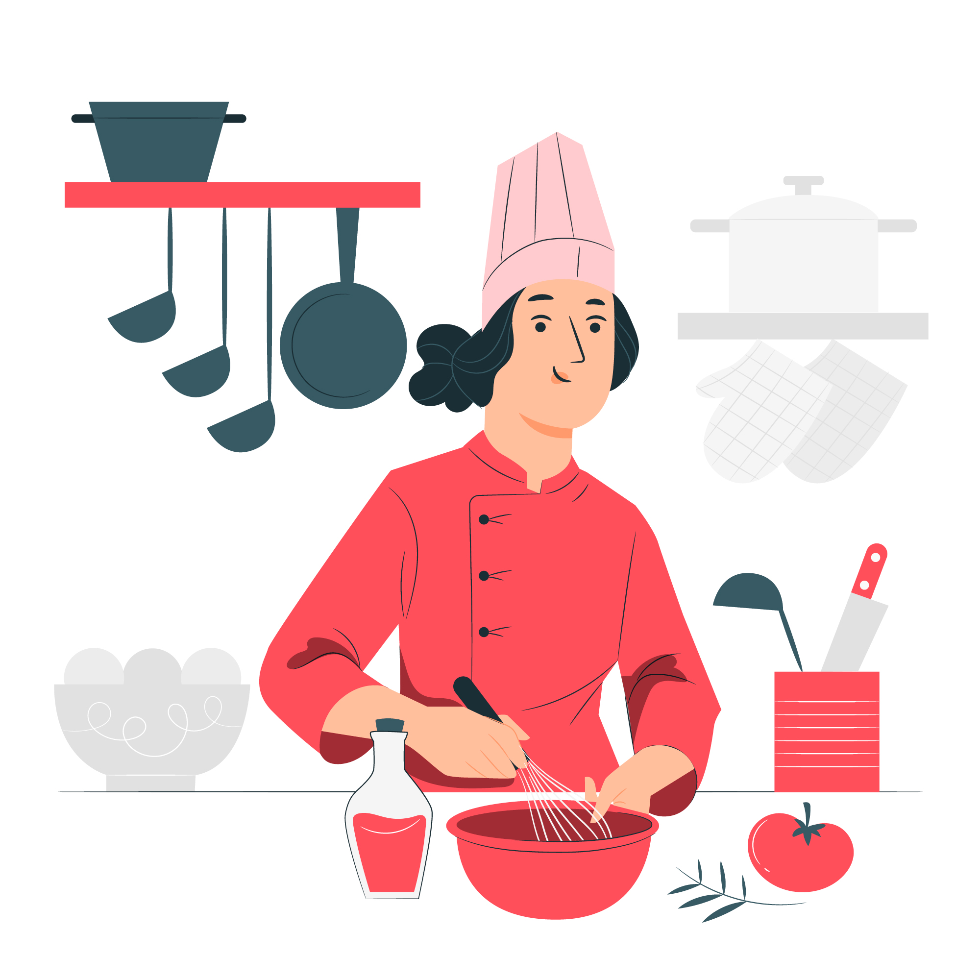 Dibujo digital de una cocinera