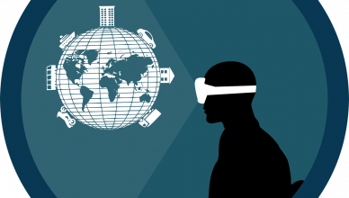 Imagen digital de persona con gafas virtuales
