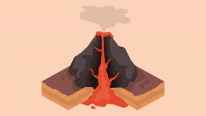 Imagen digital de volcán con lava