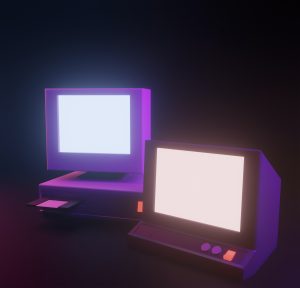 Imagen digital de ordenadores de mesa antiguos