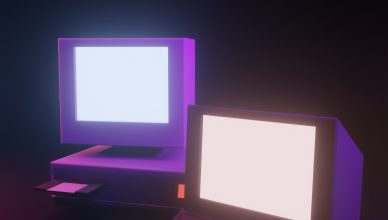 Imagen digital de ordenadores de mesa antiguos