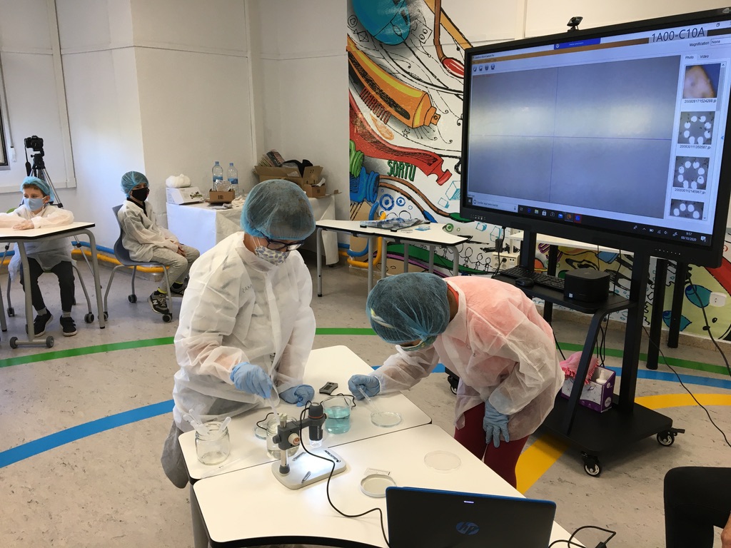 Estudiantes haciendo un laboratorio en el AdF