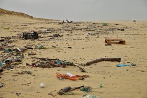 Restos plásticos en playa