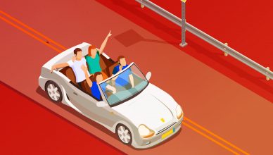 Amigos en coche