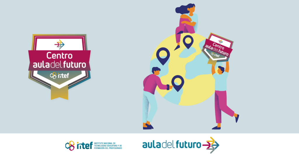 Imagen con sello centro aula del futuro y una imágen gráfica